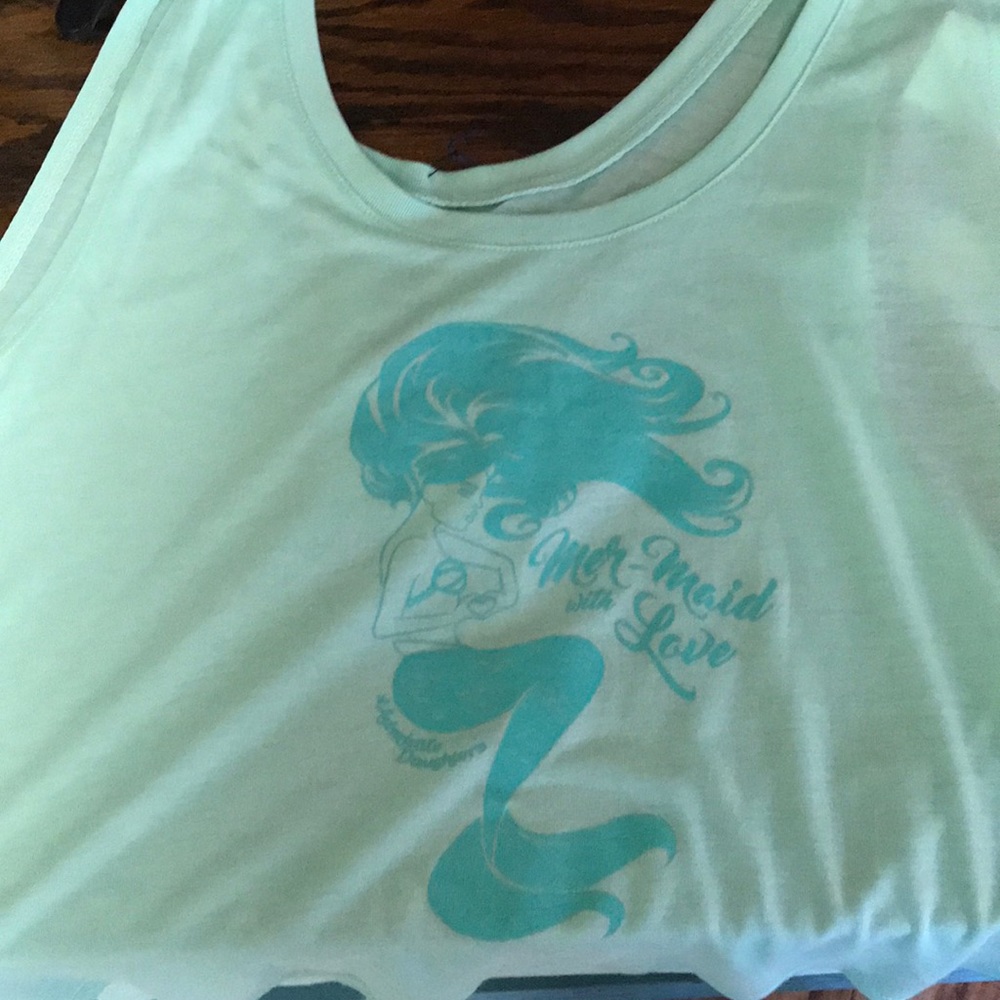 Mer-maid with love mint green tank top